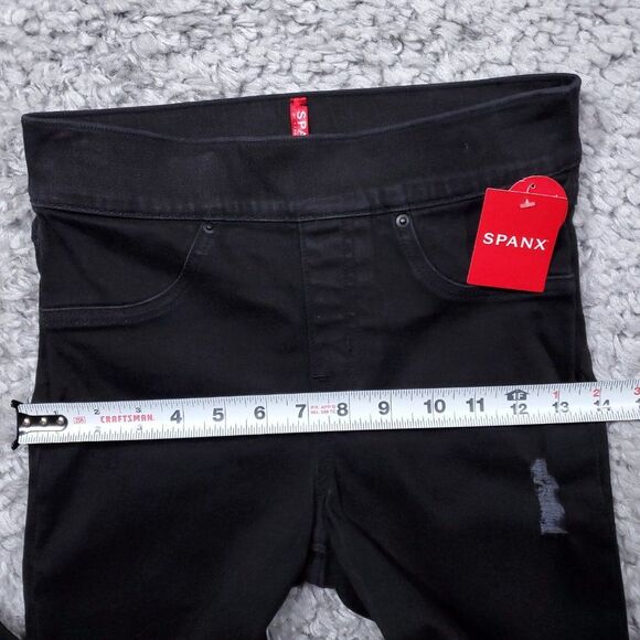 Spanx Vintage Distressed Ankle Skinny Jeans Black Pull On Denim Legging Size XS - Picture 10 of 12